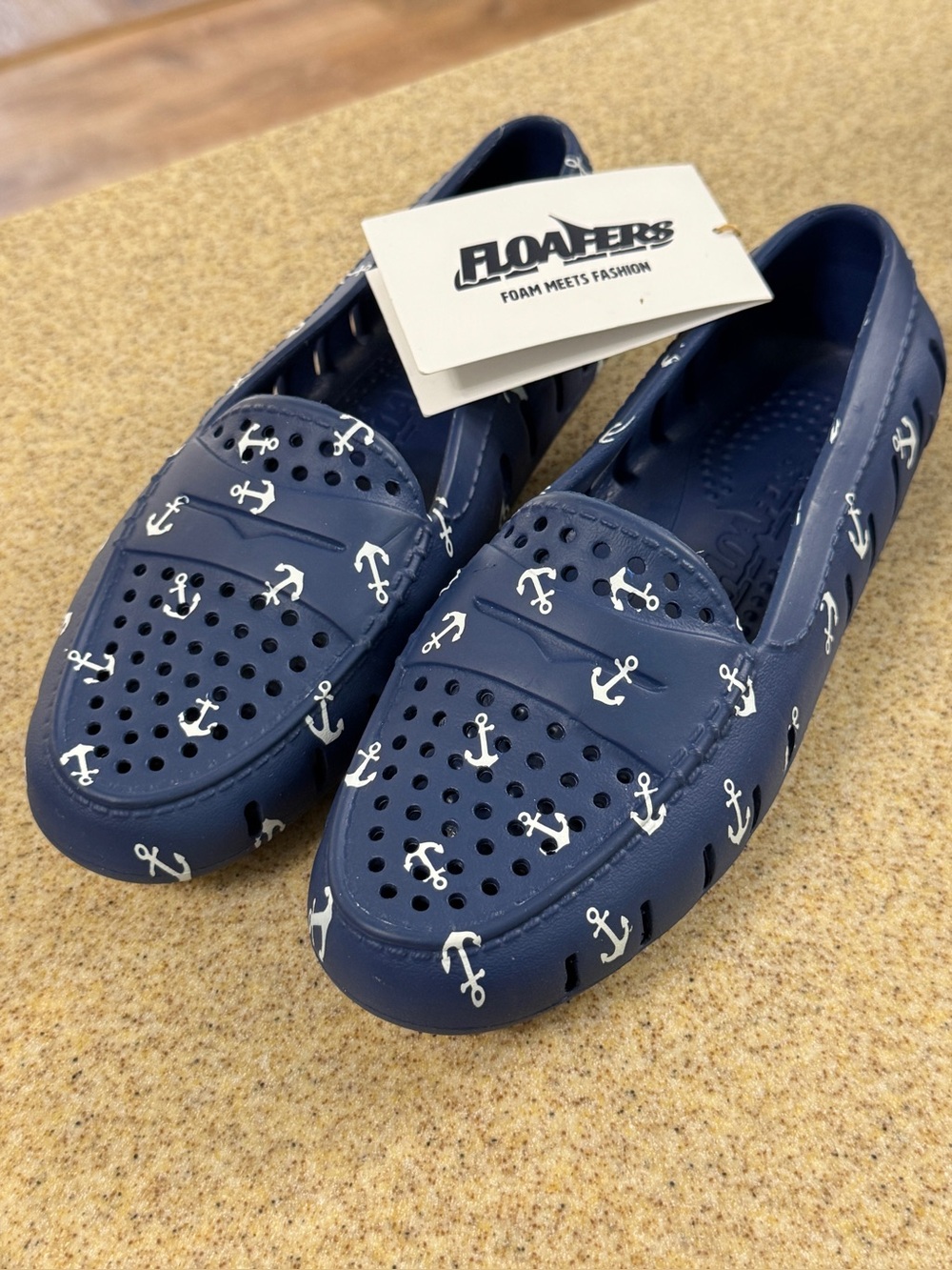 Floafers Country Club Navy Anchor Waterproof Shoes Sz 5 NWT Drivers Loafers